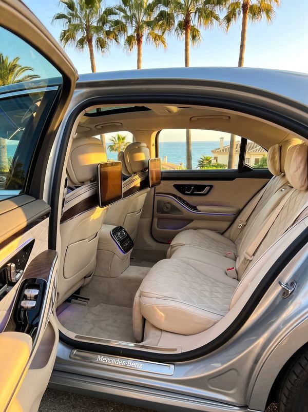 Intérieur d'une voiture avec chauffeur