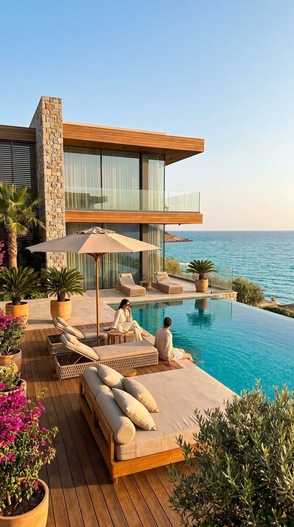 Piscine à débordement d'une villa
