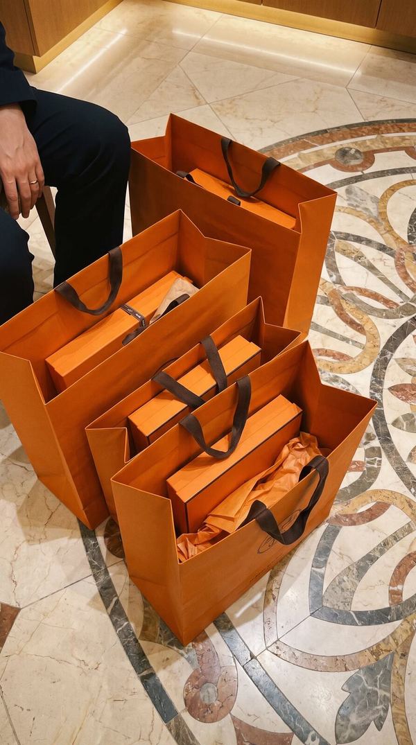 Achats de luxe emballés, prêts à être remis